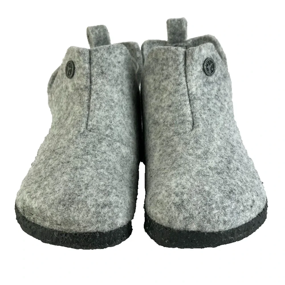 BIRKENSTOCK Shoes Slippers Kids 11 Andermatt Shearling Light Grey Wool Felt